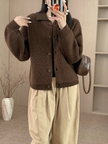 Women's Elegant  Warm Thick Lamb Fur Coat