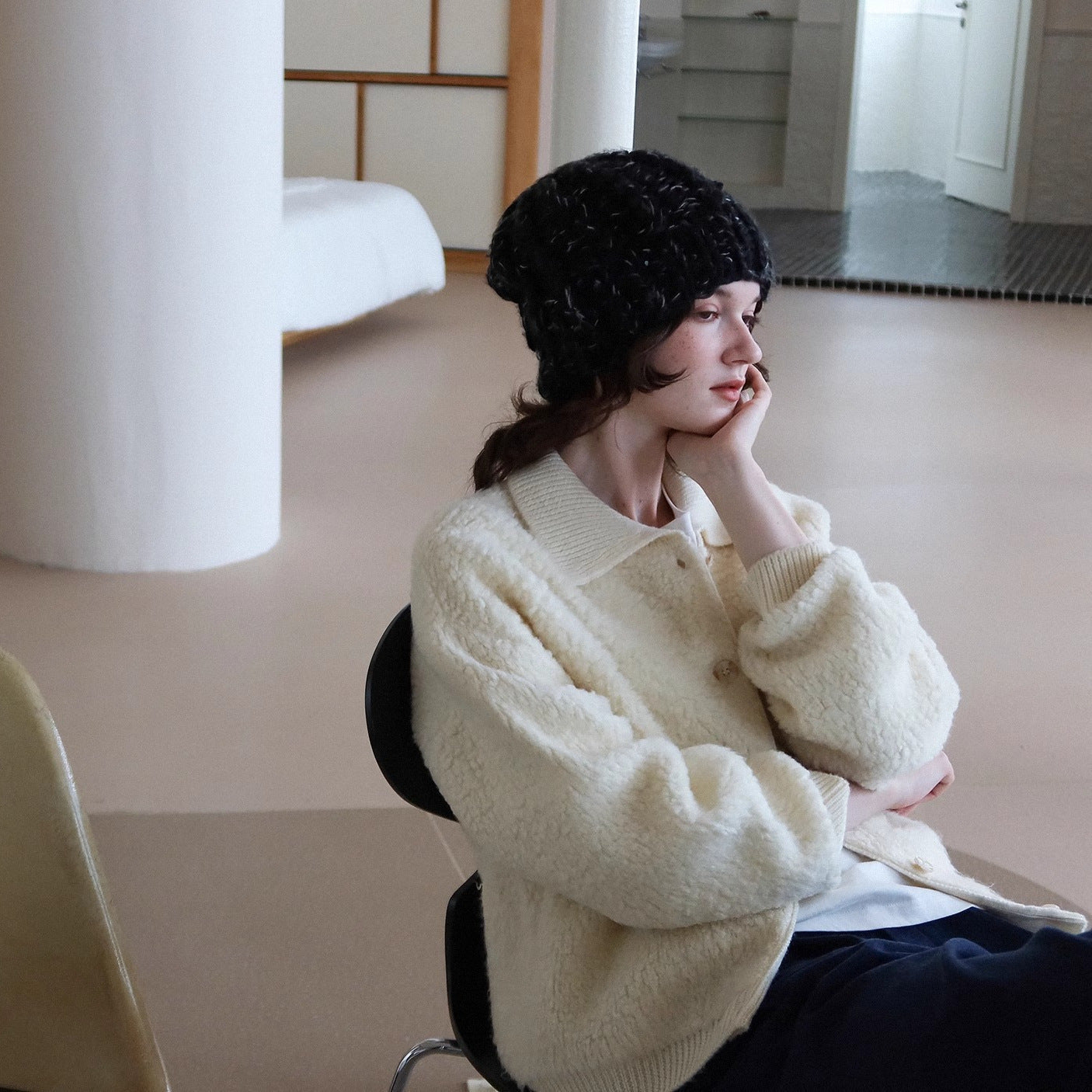 Women's Elegant  Warm Thick Lamb Fur Coat