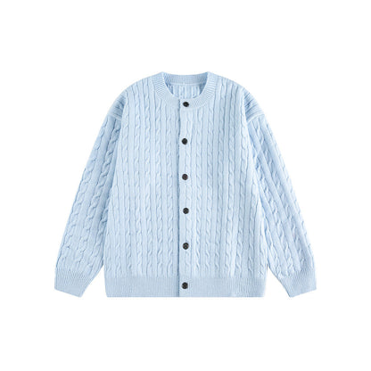 Knitted Cardigan Coat in  Braided Loose Casual Style
