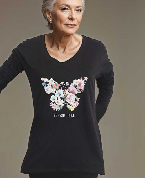 BeYouTiful Women's T-Shirt with Butterfly Design