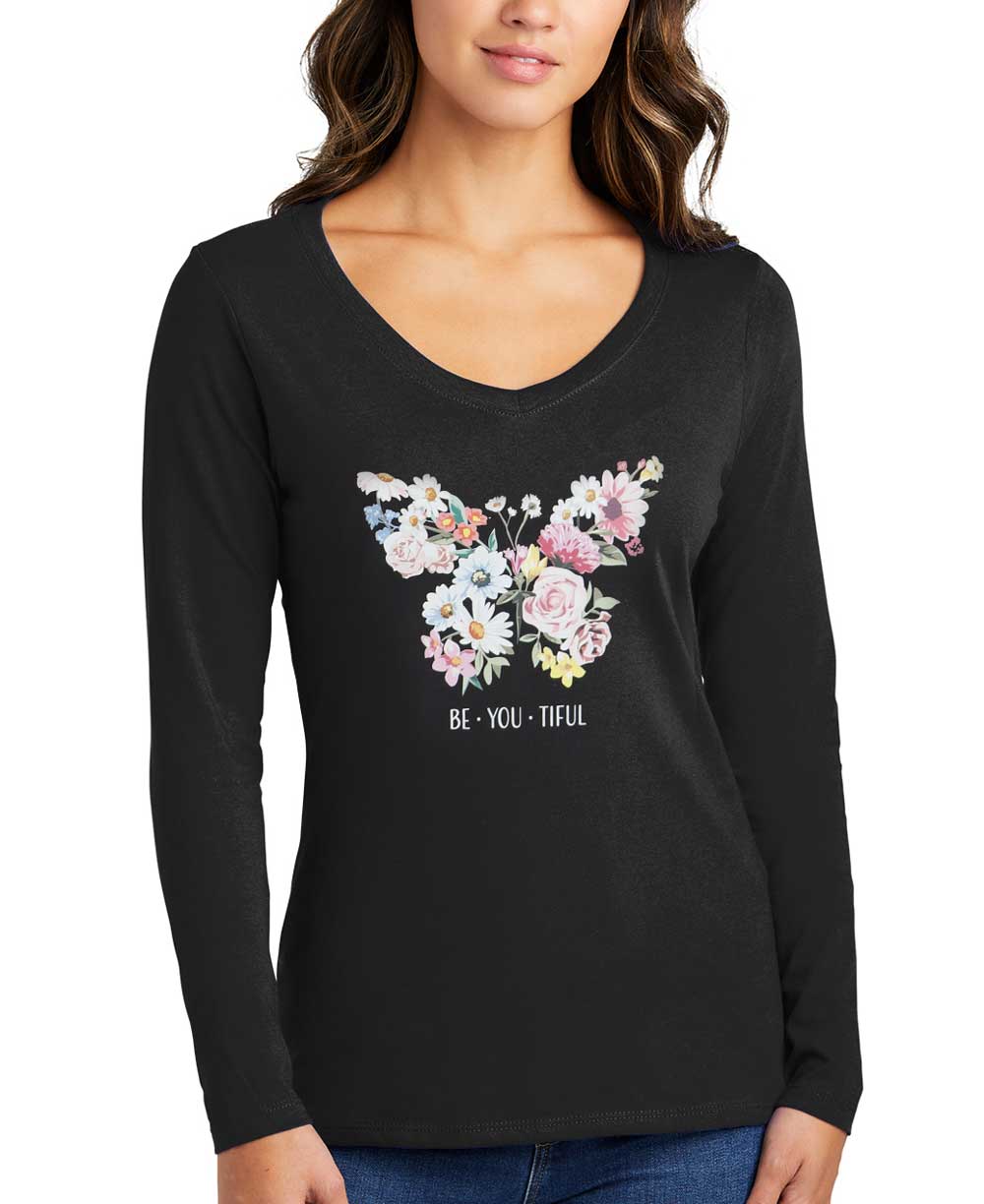 BeYouTiful Women's T-Shirt with Butterfly Design